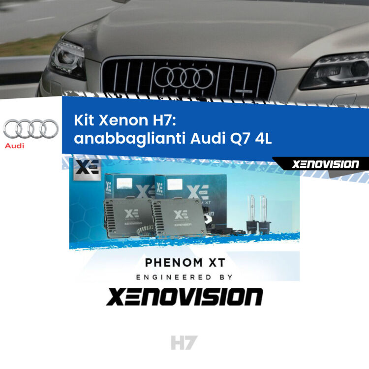 <strong>Kit Xenon H7 Professionale per Audi Q7 </strong> 4L (2006 - 2015). Taglio di luce perfetto, zero spie e riverberi. Leggendaria elettronica Canbus Xenovision. Qualità Massima Garantita.
