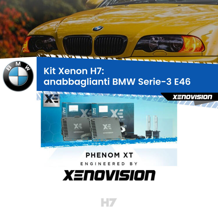 <strong>Kit Xenon H7 Professionale per BMW Serie-3 </strong> E46 (1998 - 2005). Taglio di luce perfetto, zero spie e riverberi. Leggendaria elettronica Canbus Xenovision. Qualità Massima Garantita.