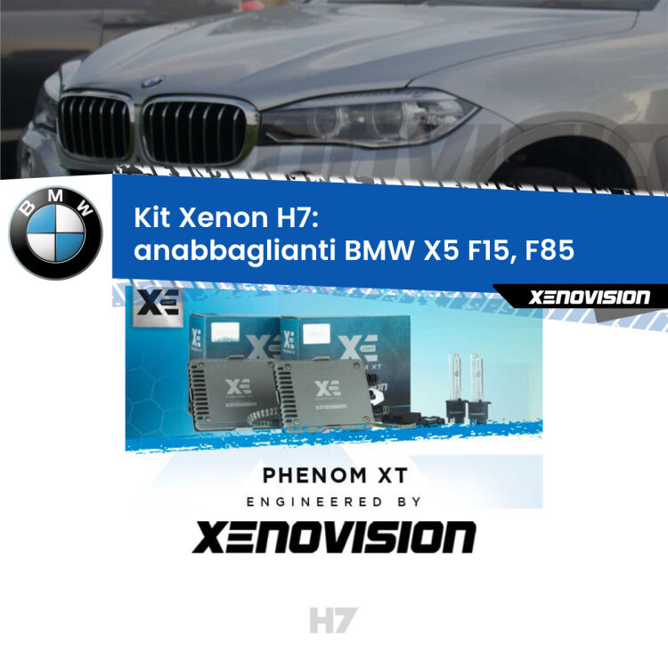 <strong>Kit Xenon H7 Professionale per BMW X5 </strong> F15, F85 (2014 - 2018). Taglio di luce perfetto, zero spie e riverberi. Leggendaria elettronica Canbus Xenovision. Qualità Massima Garantita.