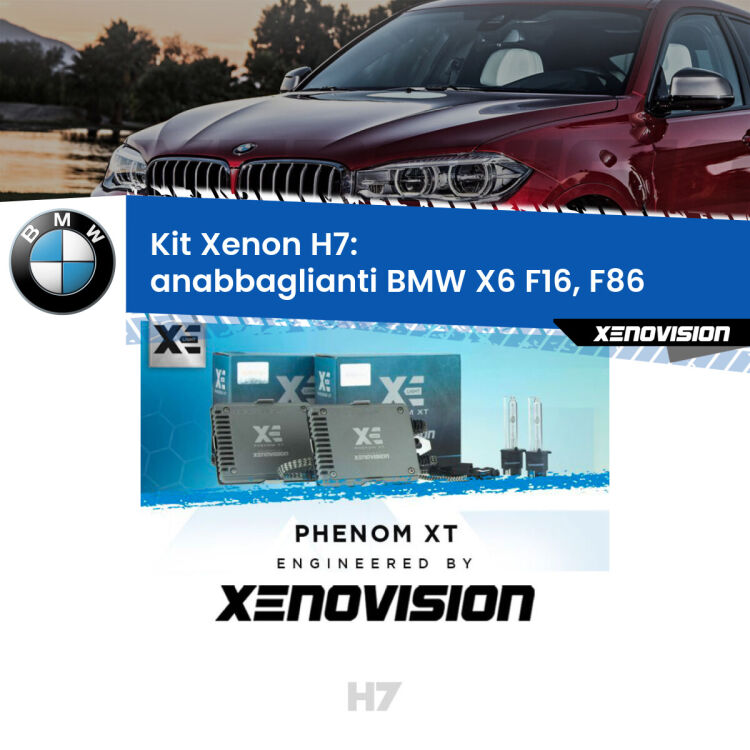 <strong>Kit Xenon H7 Professionale per BMW X6 </strong> F16, F86 (2015 - 2019). Taglio di luce perfetto, zero spie e riverberi. Leggendaria elettronica Canbus Xenovision. Qualità Massima Garantita.