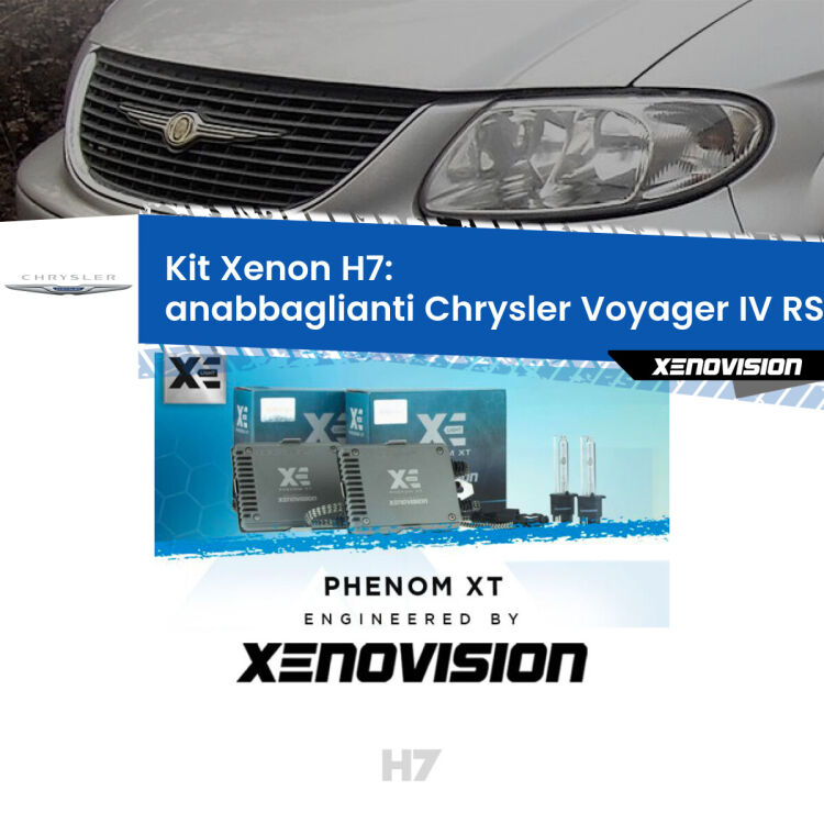 <strong>Kit Xenon H7 Professionale per Chrysler Voyager IV </strong> RS (2000 - 2007). Taglio di luce perfetto, zero spie e riverberi. Leggendaria elettronica Canbus Xenovision. Qualità Massima Garantita.