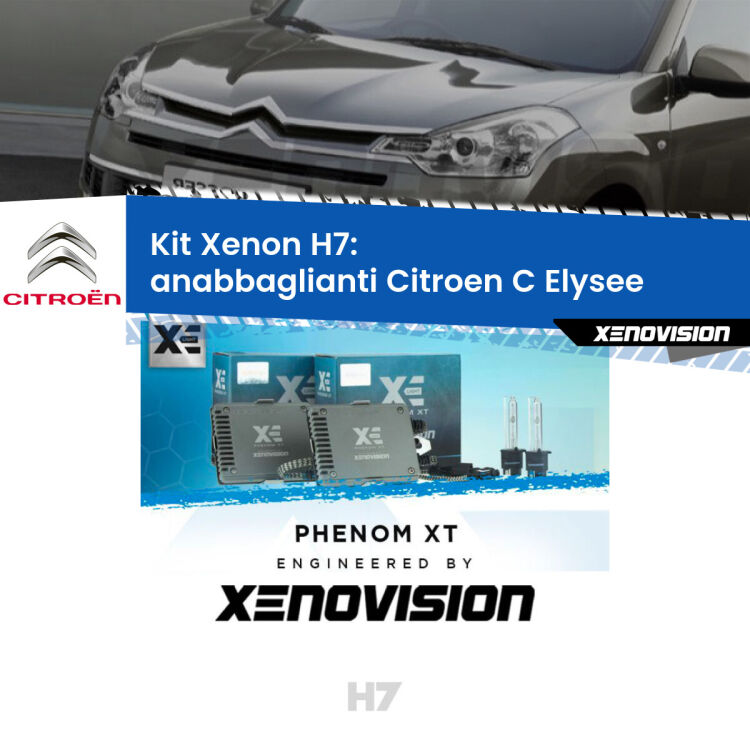 <strong>Kit Xenon H7 Professionale per Citroen C Elysee </strong>  (2012 in poi). Taglio di luce perfetto, zero spie e riverberi. Leggendaria elettronica Canbus Xenovision. Qualità Massima Garantita.