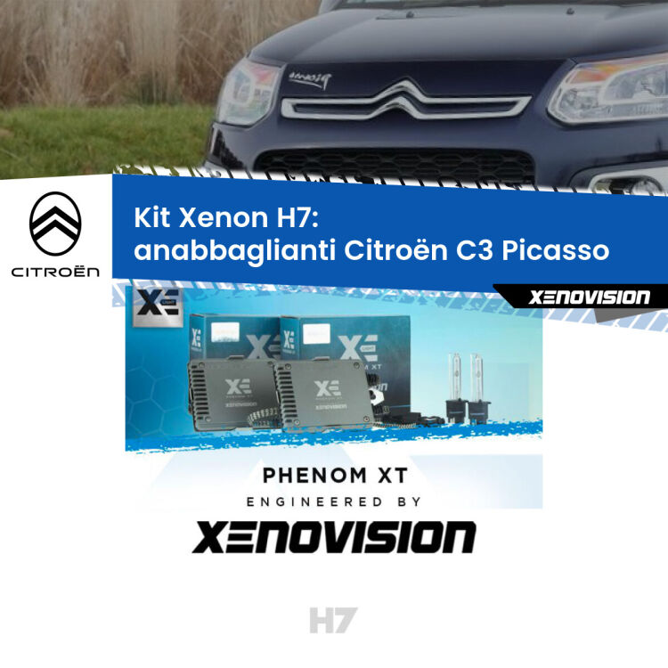 0 Kit Xenon H7 Canbus per Citroën C3 Picasso (2009 - 2016) <strong>Kit Xenon H7 Professionale per Citroën C3 Picasso </strong> (2009 - 2016). Taglio di luce perfetto, zero spie e riverberi. Leggendaria elettronica Canbus Xenovision. Qualità Massima Garantita.