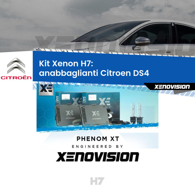 <strong>Kit Xenon H7 Professionale per Citroen DS4 </strong>  (2011 - 2015). Taglio di luce perfetto, zero spie e riverberi. Leggendaria elettronica Canbus Xenovision. Qualità Massima Garantita.
