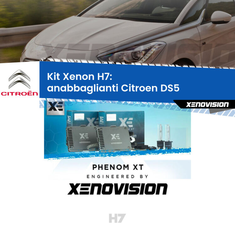 <strong>Kit Xenon H7 Professionale per Citroen DS5 </strong>  (2011 - 2015). Taglio di luce perfetto, zero spie e riverberi. Leggendaria elettronica Canbus Xenovision. Qualità Massima Garantita.