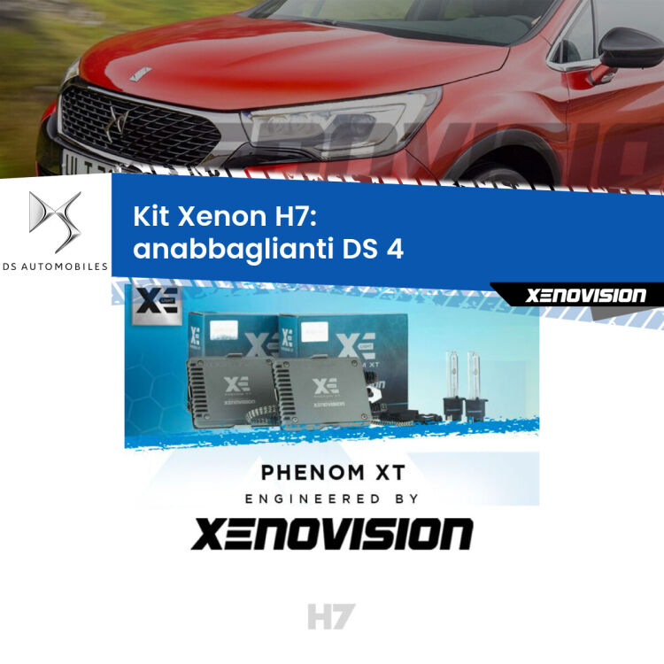 <strong>Kit Xenon H7 Professionale per DS 4 </strong>  (2015 in poi). Taglio di luce perfetto, zero spie e riverberi. Leggendaria elettronica Canbus Xenovision. Qualità Massima Garantita.