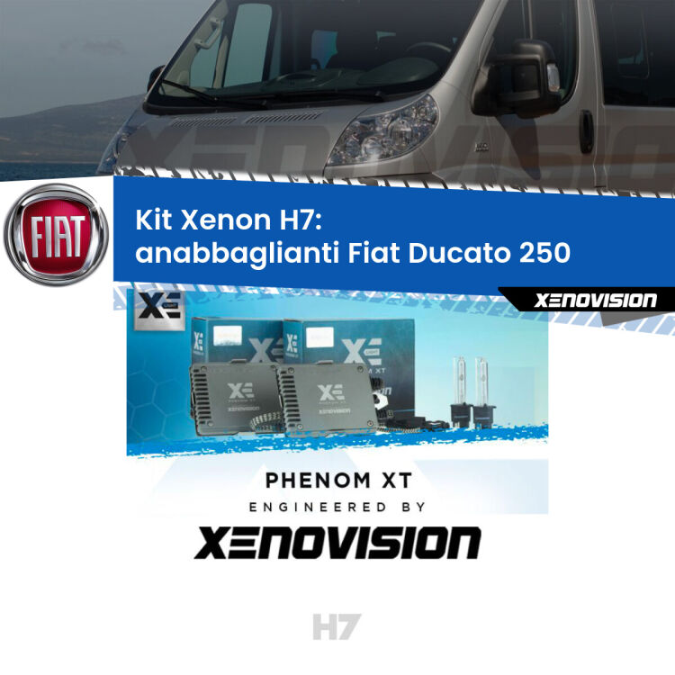 <strong>Kit Xenon H7 Professionale per Fiat Ducato </strong> 250 (2006 - 2018). Taglio di luce perfetto, zero spie e riverberi. Leggendaria elettronica Canbus Xenovision. Qualità Massima Garantita.