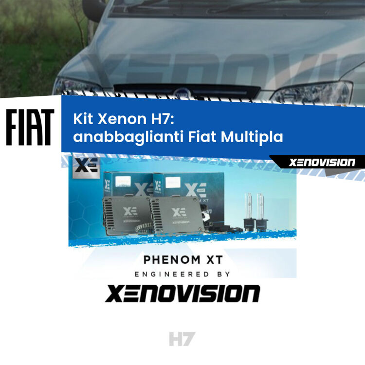 0 Kit Xenon H7 Canbus per Fiat Multipla (1999 - 2010) <strong>Kit Xenon H7 Professionale per Fiat Multipla </strong> (1999 - 2010). Taglio di luce perfetto, zero spie e riverberi. Leggendaria elettronica Canbus Xenovision. Qualità Massima Garantita.