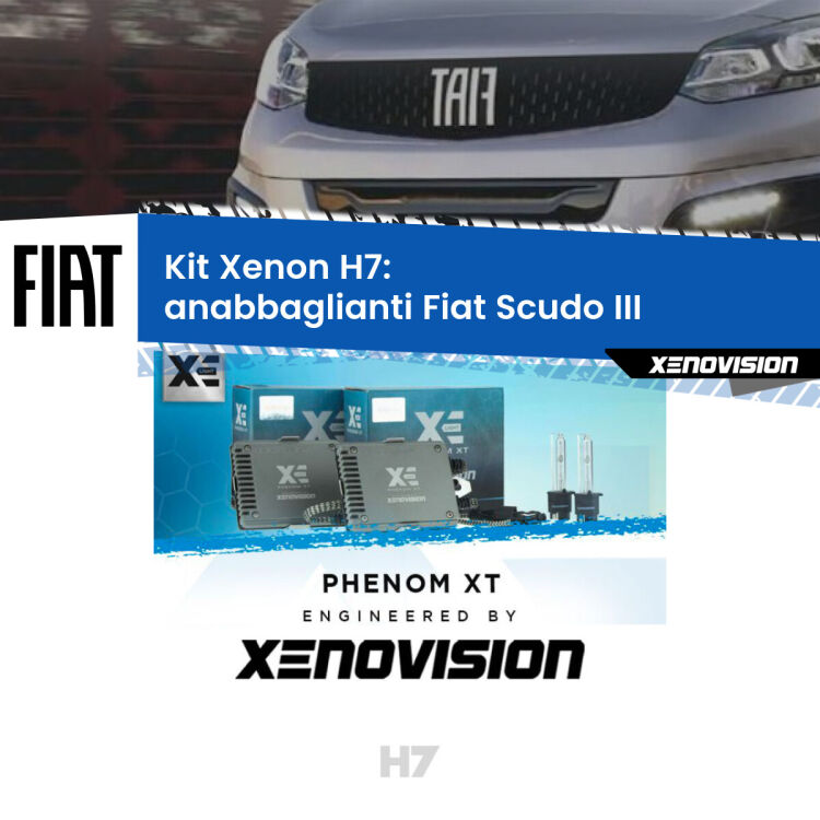 0 Kit Xenon H7 Canbus per Fiat Scudo III (2022 in poi) <strong>Kit Xenon H7 Professionale per Fiat Scudo </strong> III (2022 in poi). Taglio di luce perfetto, zero spie e riverberi. Leggendaria elettronica Canbus Xenovision. Qualità Massima Garantita.