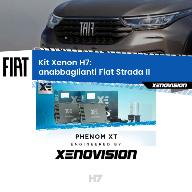 0 Kit Xenon H7 Canbus per Fiat Strada II (2º restyling) <strong>Kit Xenon H7 Professionale per Fiat Strada </strong> II (2º restyling). Taglio di luce perfetto, zero spie e riverberi. Leggendaria elettronica Canbus Xenovision. Qualità Massima Garantita.
