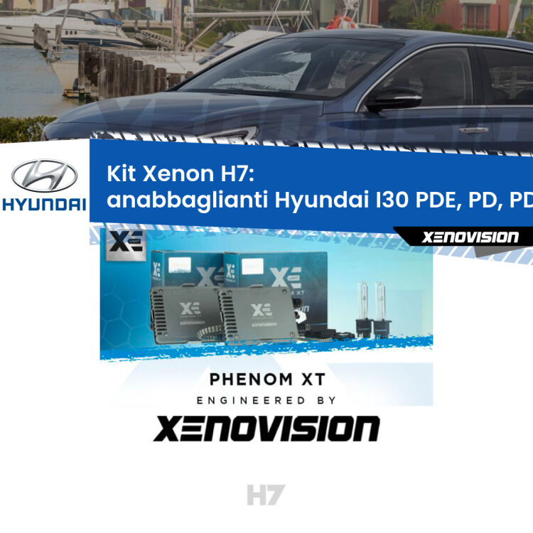 <strong>Kit Xenon H7 Professionale per Hyundai I30 </strong> PDE, PD, PDEN (2016 in poi). Taglio di luce perfetto, zero spie e riverberi. Leggendaria elettronica Canbus Xenovision. Qualità Massima Garantita.