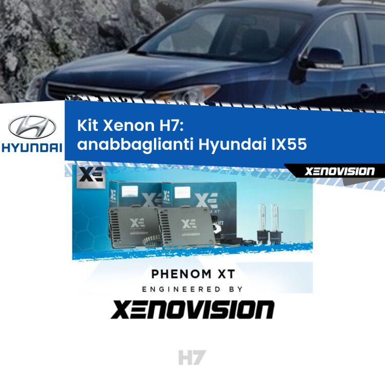 <strong>Kit Xenon H7 Professionale per Hyundai IX55 </strong>  (2008 - 2012). Taglio di luce perfetto, zero spie e riverberi. Leggendaria elettronica Canbus Xenovision. Qualità Massima Garantita.