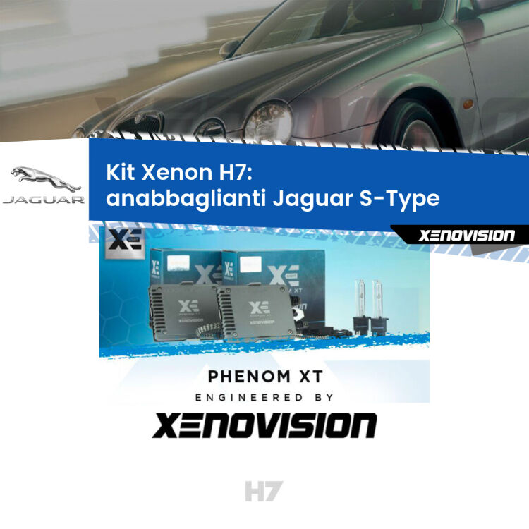 <strong>Kit Xenon H7 Professionale per Jaguar S-Type </strong>  (1999 - 2007). Taglio di luce perfetto, zero spie e riverberi. Leggendaria elettronica Canbus Xenovision. Qualità Massima Garantita.