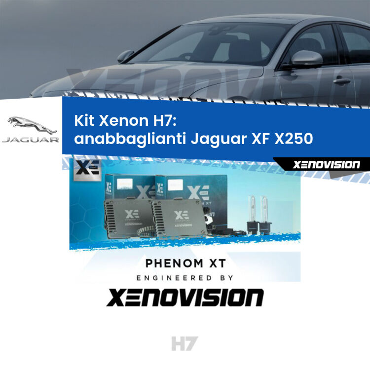 <strong>Kit Xenon H7 Professionale per Jaguar XF </strong> X250 (2007 - 2015). Taglio di luce perfetto, zero spie e riverberi. Leggendaria elettronica Canbus Xenovision. Qualità Massima Garantita.