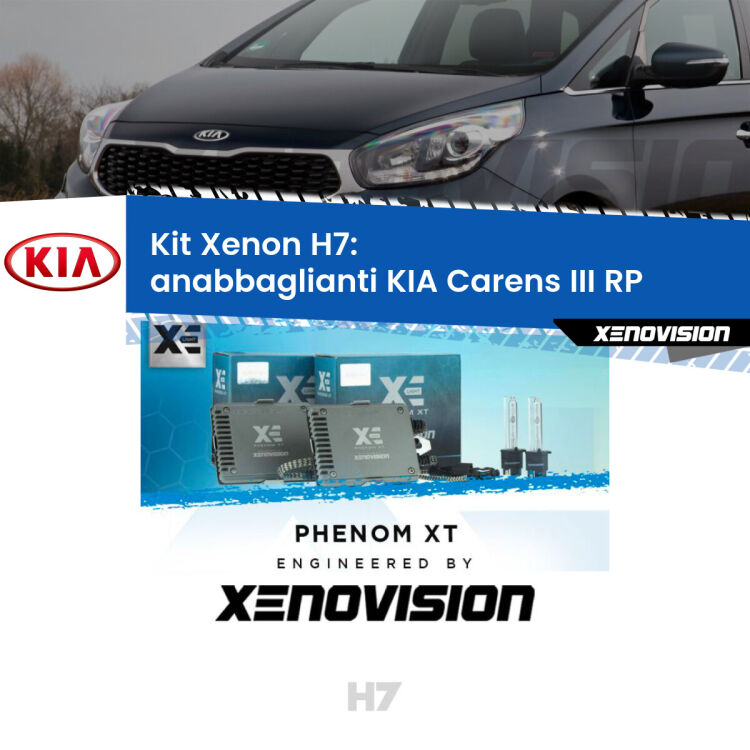 <strong>Kit Xenon H7 Professionale per KIA Carens III </strong> RP (2012 - 2021). Taglio di luce perfetto, zero spie e riverberi. Leggendaria elettronica Canbus Xenovision. Qualità Massima Garantita.