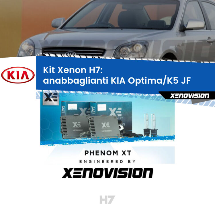 <strong>Kit Xenon H7 Professionale per KIA Optima/K5 </strong> JF (2015 - 2018). Taglio di luce perfetto, zero spie e riverberi. Leggendaria elettronica Canbus Xenovision. Qualità Massima Garantita.