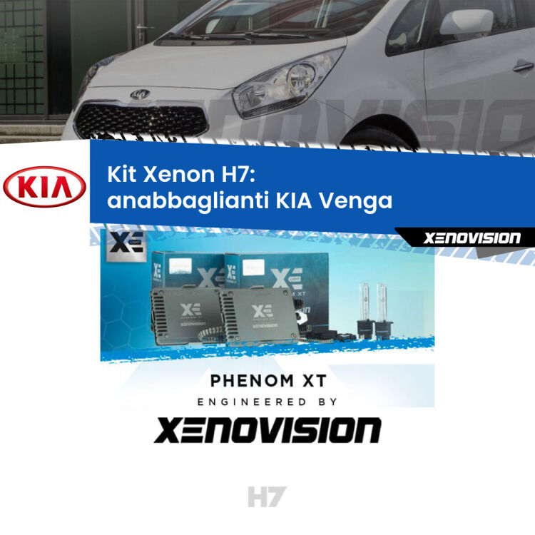 <strong>Kit Xenon H7 Professionale per KIA Venga </strong>  (2010 - 2019). Taglio di luce perfetto, zero spie e riverberi. Leggendaria elettronica Canbus Xenovision. Qualità Massima Garantita.