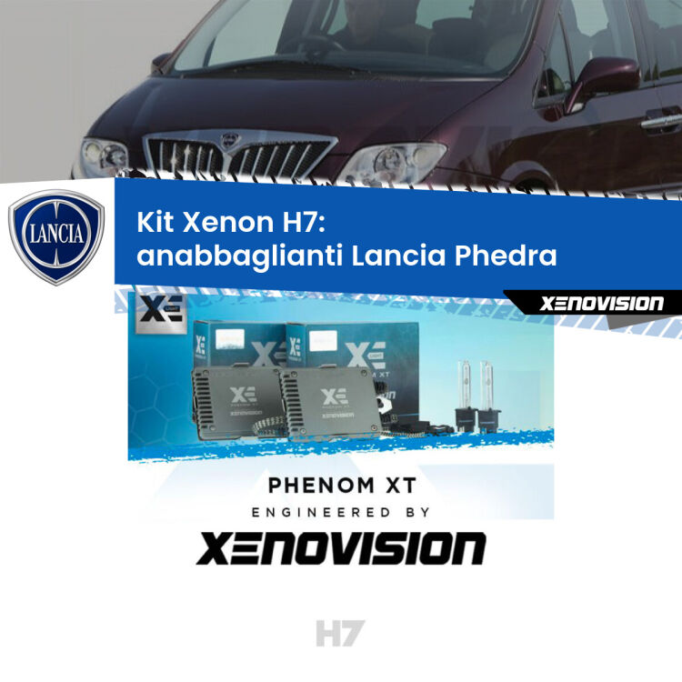 <strong>Kit Xenon H7 Professionale per Lancia Phedra </strong>  (2002 - 2010). Taglio di luce perfetto, zero spie e riverberi. Leggendaria elettronica Canbus Xenovision. Qualità Massima Garantita.