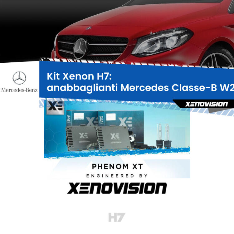 <strong>Kit Xenon H7 Professionale per Mercedes Classe-B </strong> W246, W242 (2011 - 2018). Taglio di luce perfetto, zero spie e riverberi. Leggendaria elettronica Canbus Xenovision. Qualità Massima Garantita.