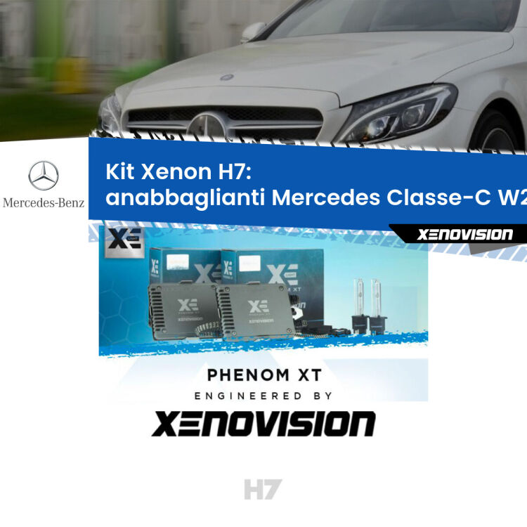 <strong>Kit Xenon H7 Professionale per Mercedes Classe-C </strong> W205 (2013 - 2018). Taglio di luce perfetto, zero spie e riverberi. Leggendaria elettronica Canbus Xenovision. Qualità Massima Garantita.