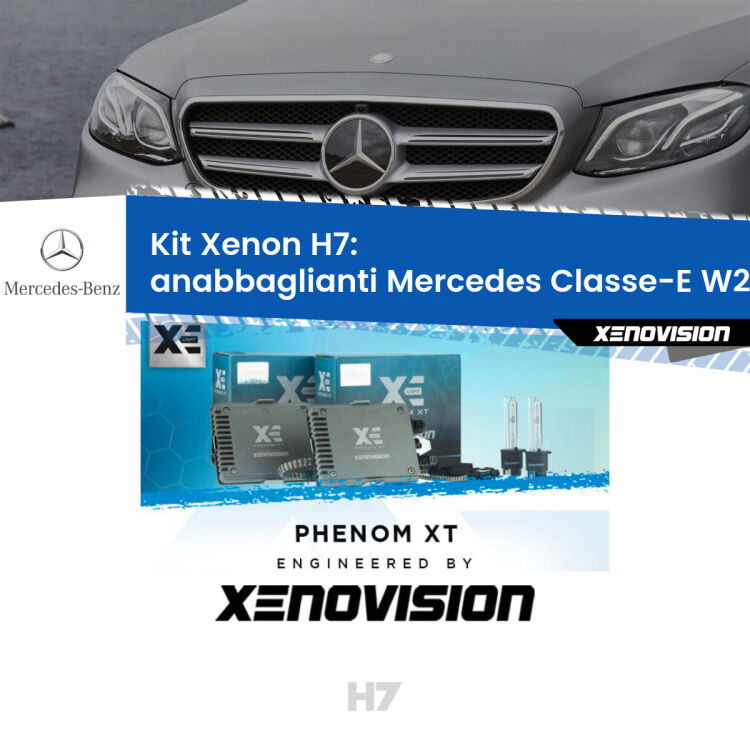 <strong>Kit Xenon H7 Professionale per Mercedes Classe-E </strong> W213 (2016 - 2018). Taglio di luce perfetto, zero spie e riverberi. Leggendaria elettronica Canbus Xenovision. Qualità Massima Garantita.