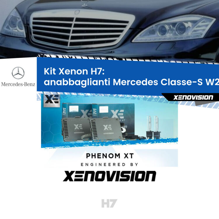 <strong>Kit Xenon H7 Professionale per Mercedes Classe-S </strong> W221 (2005 - 2013). Taglio di luce perfetto, zero spie e riverberi. Leggendaria elettronica Canbus Xenovision. Qualità Massima Garantita.