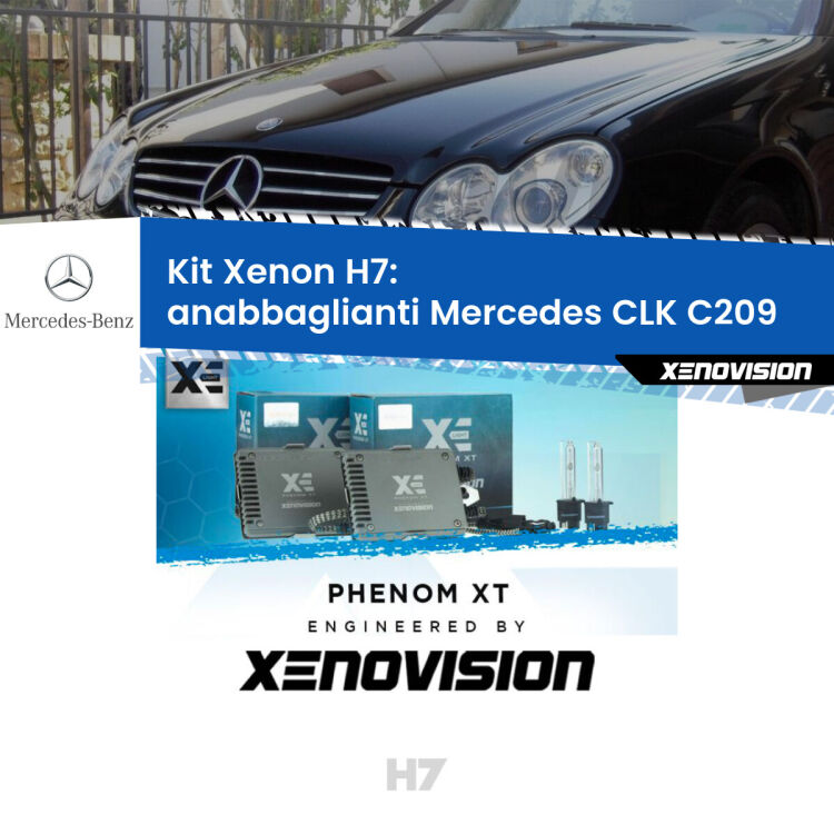 <strong>Kit Xenon H7 Professionale per Mercedes CLK </strong> C209 (2002 - 2009). Taglio di luce perfetto, zero spie e riverberi. Leggendaria elettronica Canbus Xenovision. Qualità Massima Garantita.