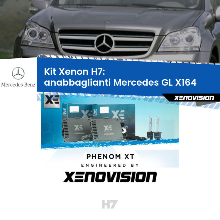 <strong>Kit Xenon H7 Professionale per Mercedes GL </strong> X164 (2006 - 2012). Taglio di luce perfetto, zero spie e riverberi. Leggendaria elettronica Canbus Xenovision. Qualità Massima Garantita.