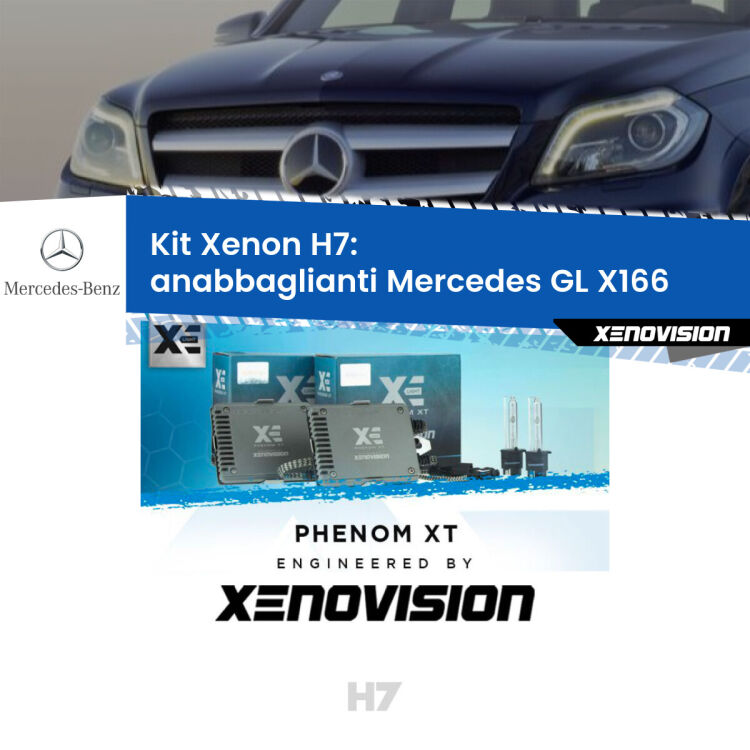 <strong>Kit Xenon H7 Professionale per Mercedes GL </strong> X166 (2012 - 2015). Taglio di luce perfetto, zero spie e riverberi. Leggendaria elettronica Canbus Xenovision. Qualità Massima Garantita.