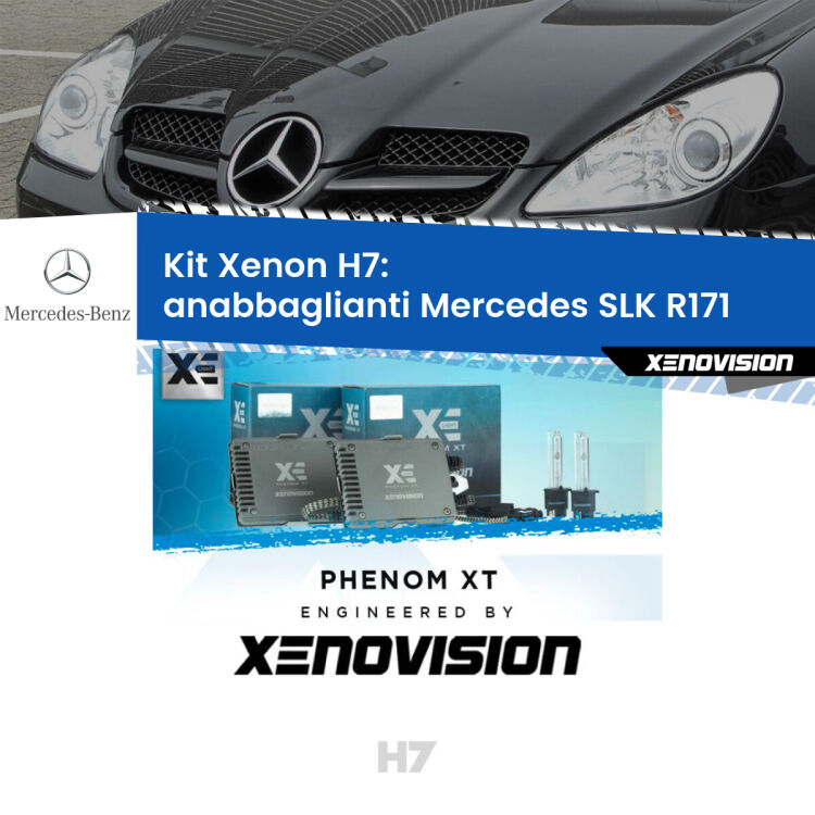<strong>Kit Xenon H7 Professionale per Mercedes SLK </strong> R171 (2004 - 2011). Taglio di luce perfetto, zero spie e riverberi. Leggendaria elettronica Canbus Xenovision. Qualità Massima Garantita.