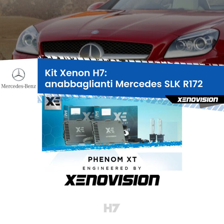 <strong>Kit Xenon H7 Professionale per Mercedes SLK </strong> R172 (2011 in poi). Taglio di luce perfetto, zero spie e riverberi. Leggendaria elettronica Canbus Xenovision. Qualità Massima Garantita.