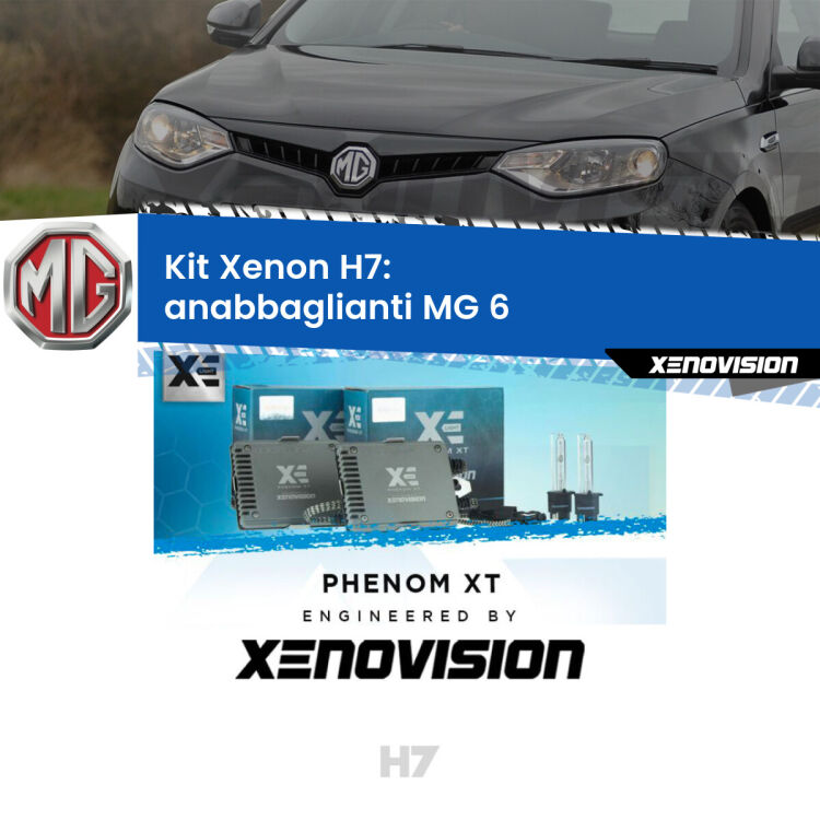 <strong>Kit Xenon H7 Professionale per MG 6 </strong>  (2010 in poi). Taglio di luce perfetto, zero spie e riverberi. Leggendaria elettronica Canbus Xenovision. Qualità Massima Garantita.