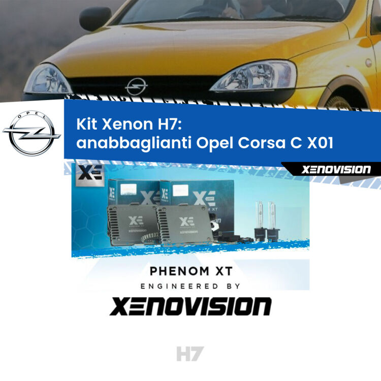 <strong>Kit Xenon H7 Professionale per Opel Corsa C </strong> X01 (a parabola). Taglio di luce perfetto, zero spie e riverberi. Leggendaria elettronica Canbus Xenovision. Qualità Massima Garantita.