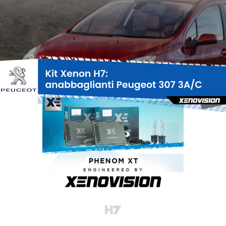 <strong>Kit Xenon H7 Professionale per Peugeot 307 </strong> 3A/C (2000 - 2005). Taglio di luce perfetto, zero spie e riverberi. Leggendaria elettronica Canbus Xenovision. Qualità Massima Garantita.