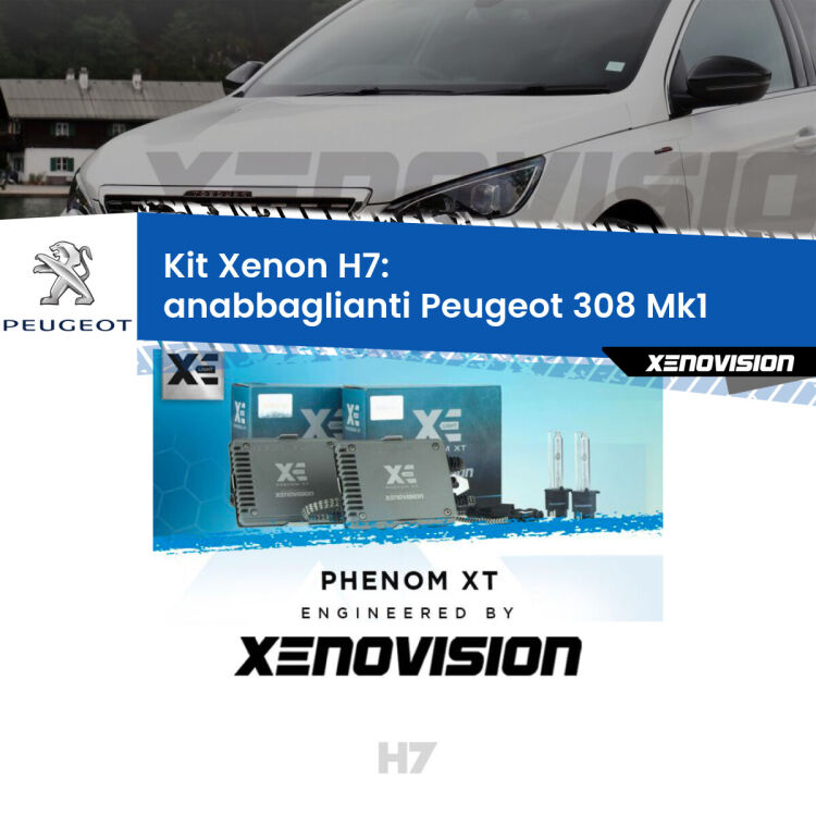 <strong>Kit Xenon H7 Professionale per Peugeot 308 </strong> Mk1 (2007 - 2012). Taglio di luce perfetto, zero spie e riverberi. Leggendaria elettronica Canbus Xenovision. Qualità Massima Garantita.