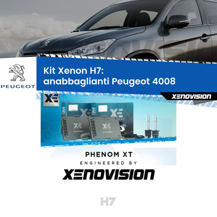 <strong>Kit Xenon H7 Professionale per Peugeot 4008 </strong>  (2012 in poi). Taglio di luce perfetto, zero spie e riverberi. Leggendaria elettronica Canbus Xenovision. Qualità Massima Garantita.