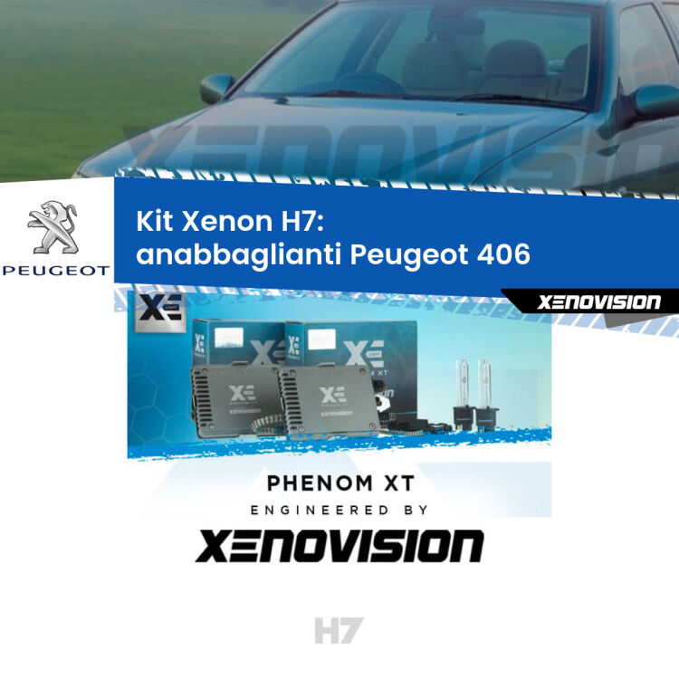 <strong>Kit Xenon H7 Professionale per Peugeot 406 </strong>  (1995 - 2004). Taglio di luce perfetto, zero spie e riverberi. Leggendaria elettronica Canbus Xenovision. Qualità Massima Garantita.