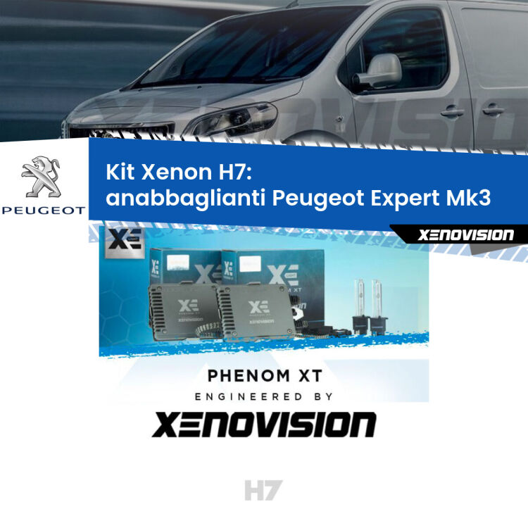 <strong>Kit Xenon H7 Professionale per Peugeot Expert </strong> Mk3 (2016 in poi). Taglio di luce perfetto, zero spie e riverberi. Leggendaria elettronica Canbus Xenovision. Qualità Massima Garantita.