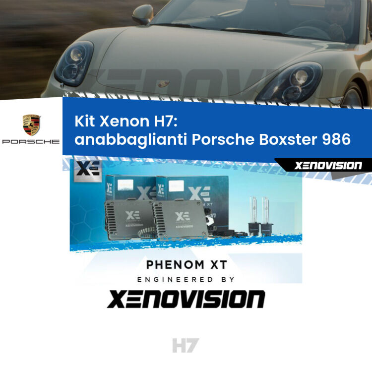 <strong>Kit Xenon H7 Professionale per Porsche Boxster </strong> 986 (1996 - 2004). Taglio di luce perfetto, zero spie e riverberi. Leggendaria elettronica Canbus Xenovision. Qualità Massima Garantita.