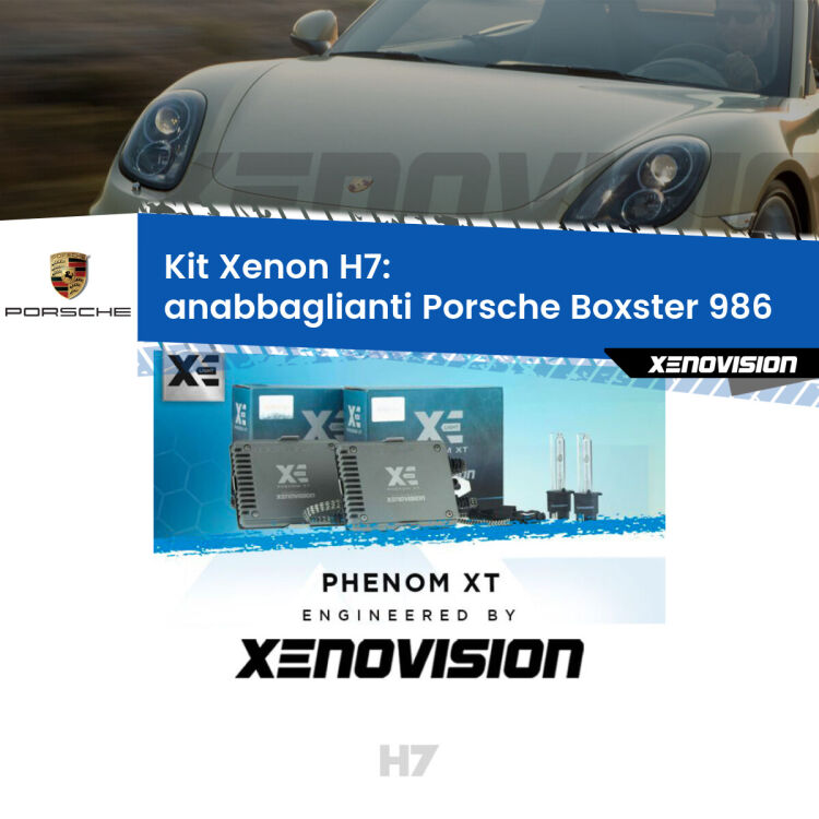 0 Kit Xenon H7 Canbus per Porsche Boxster 986 (1996 - 2004) <strong>Kit Xenon H7 Professionale per Porsche Boxster </strong> 986 (1996 - 2004). Taglio di luce perfetto, zero spie e riverberi. Leggendaria elettronica Canbus Xenovision. Qualità Massima Garantita.
