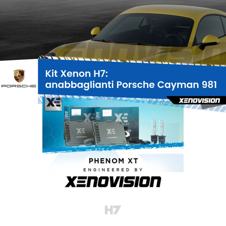 <strong>Kit Xenon H7 Professionale per Porsche Cayman </strong> 981 (2013 in poi). Taglio di luce perfetto, zero spie e riverberi. Leggendaria elettronica Canbus Xenovision. Qualità Massima Garantita.
