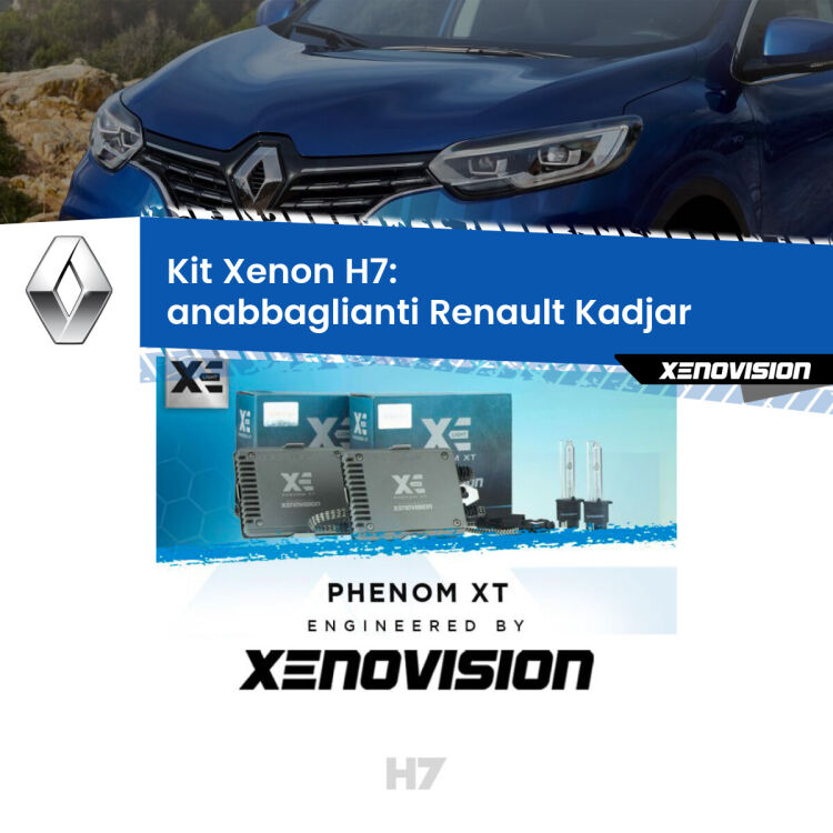<strong>Kit Xenon H7 Professionale per Renault Kadjar </strong>  (2015 - 2022). Taglio di luce perfetto, zero spie e riverberi. Leggendaria elettronica Canbus Xenovision. Qualità Massima Garantita.