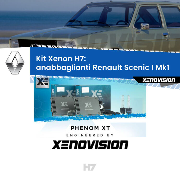 <strong>Kit Xenon H7 Professionale per Renault Scenic I </strong> Mk1 (1996 - 2002). Taglio di luce perfetto, zero spie e riverberi. Leggendaria elettronica Canbus Xenovision. Qualità Massima Garantita.