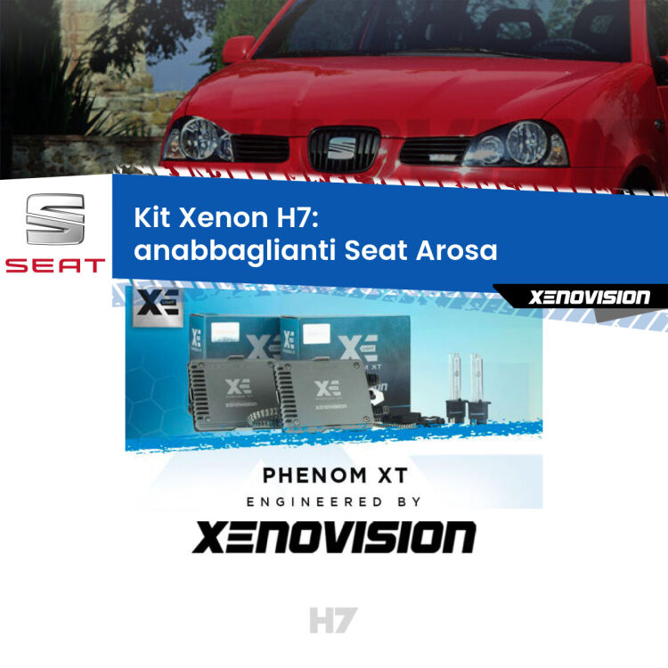 <strong>Kit Xenon H7 Professionale per Seat Arosa </strong>  (a parabola doppia). Taglio di luce perfetto, zero spie e riverberi. Leggendaria elettronica Canbus Xenovision. Qualità Massima Garantita.
