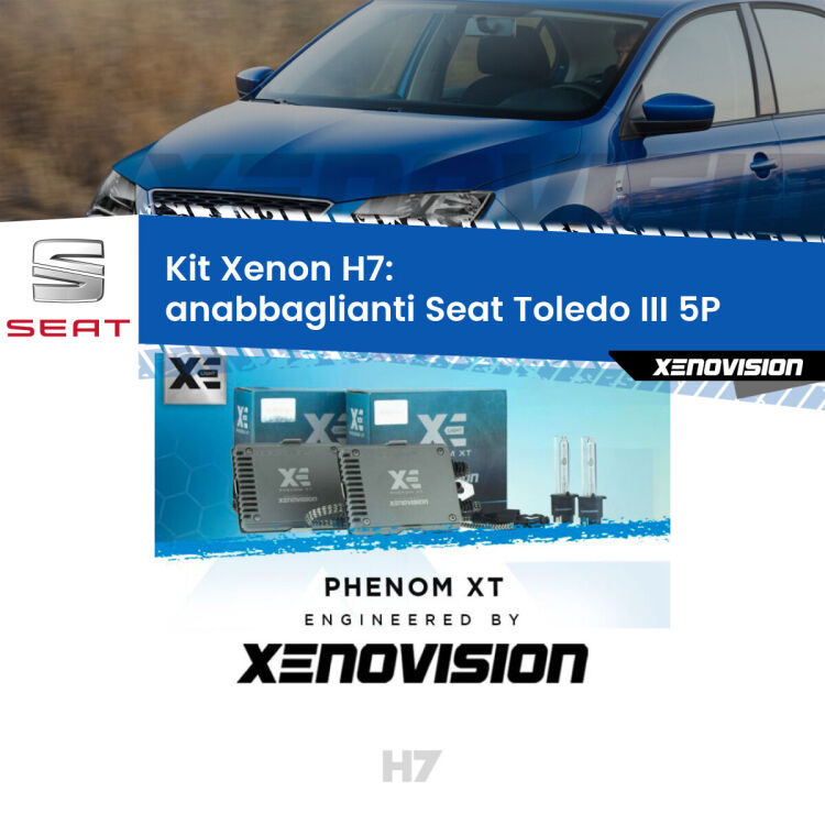 <strong>Kit Xenon H7 Professionale per Seat Toledo III </strong> 5P (2004 - 2009). Taglio di luce perfetto, zero spie e riverberi. Leggendaria elettronica Canbus Xenovision. Qualità Massima Garantita.
