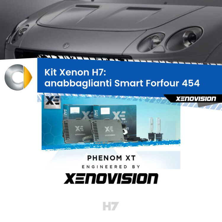 <strong>Kit Xenon H7 Professionale per Smart Forfour </strong> 454 (2004 - 2006). Taglio di luce perfetto, zero spie e riverberi. Leggendaria elettronica Canbus Xenovision. Qualità Massima Garantita.