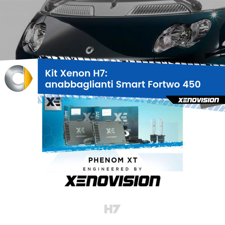 0 Kit Xenon H7 Canbus per Smart Fortwo 450 (2004 - 2007) <strong>Kit Xenon H7 Professionale per Smart Fortwo </strong> 450 (2004 - 2007). Taglio di luce perfetto, zero spie e riverberi. Leggendaria elettronica Canbus Xenovision. Qualità Massima Garantita.