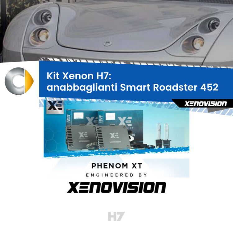 <strong>Kit Xenon H7 Professionale per Smart Roadster </strong> 452 (2003 - 2005). Taglio di luce perfetto, zero spie e riverberi. Leggendaria elettronica Canbus Xenovision. Qualità Massima Garantita.