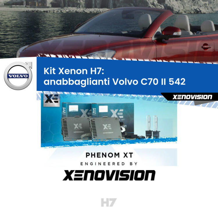 <strong>Kit Xenon H7 Professionale per Volvo C70 II </strong> 542 (2006 - 2013). Taglio di luce perfetto, zero spie e riverberi. Leggendaria elettronica Canbus Xenovision. Qualità Massima Garantita.