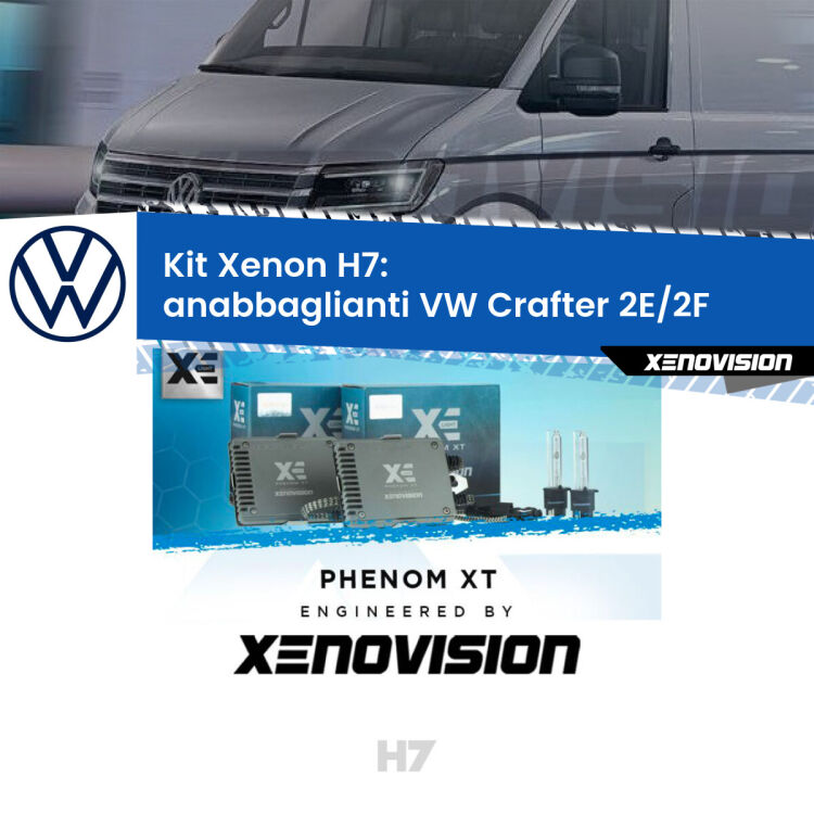 <strong>Kit Xenon H7 Professionale per VW Crafter </strong> 2E/2F (2006 - 2016). Taglio di luce perfetto, zero spie e riverberi. Leggendaria elettronica Canbus Xenovision. Qualità Massima Garantita.